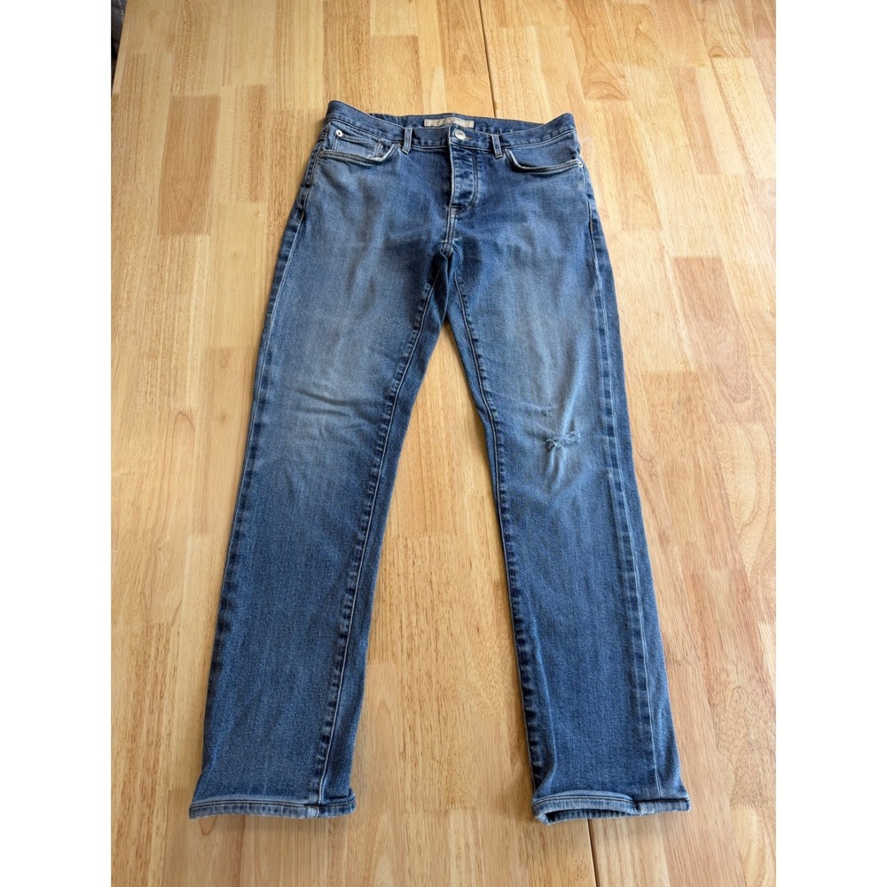 Burberry Brit Mens Straight Leg Jeans Blue Medium Wash Denim W30 L32 Button Fly